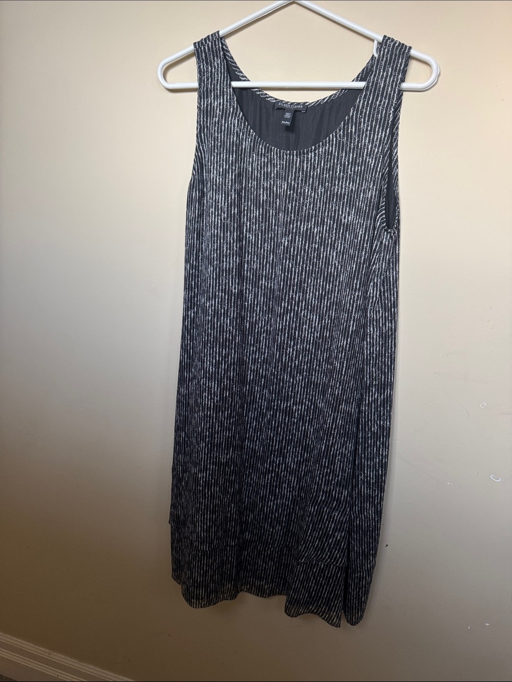 Eileen Fisher Black & White Silk Midi Dress